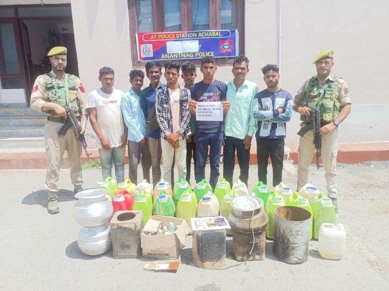 Illegal Liquor Operation Busted, Large Cache of Country-made Booze Seized in South Kashmir