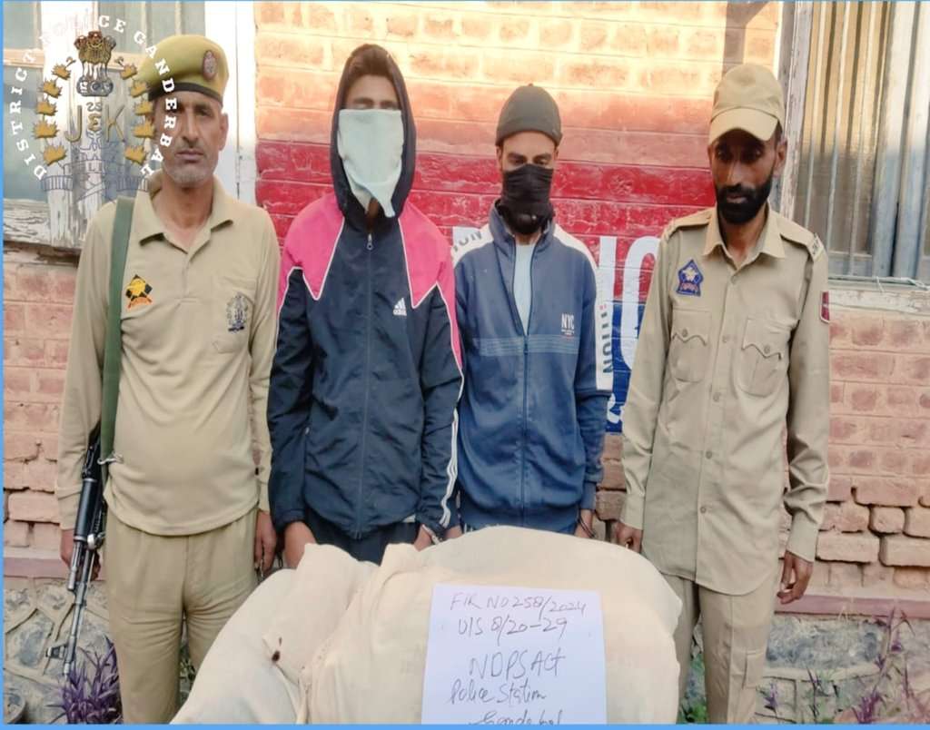 J&K POLICE DISTRICT GANDERBAL ARRESTED 02 NOTORIOUS DRUG PEDDLERS; HUGE CONTRABAND SUBSTANCE SEIZED.